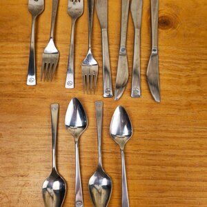 Vintage Eastern Airlines In-Flight Flatware, 4 Spoons, 4 Forks, 4 Knives